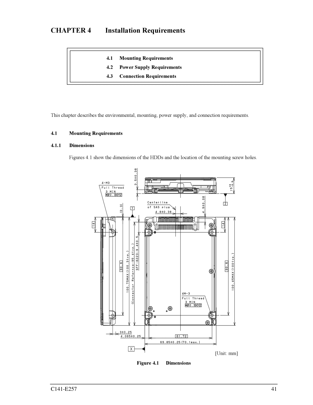 Fujitsu MBB2073RC, MBB2147RC manual Installation Requirements, Mounting Requirements Dimensions 