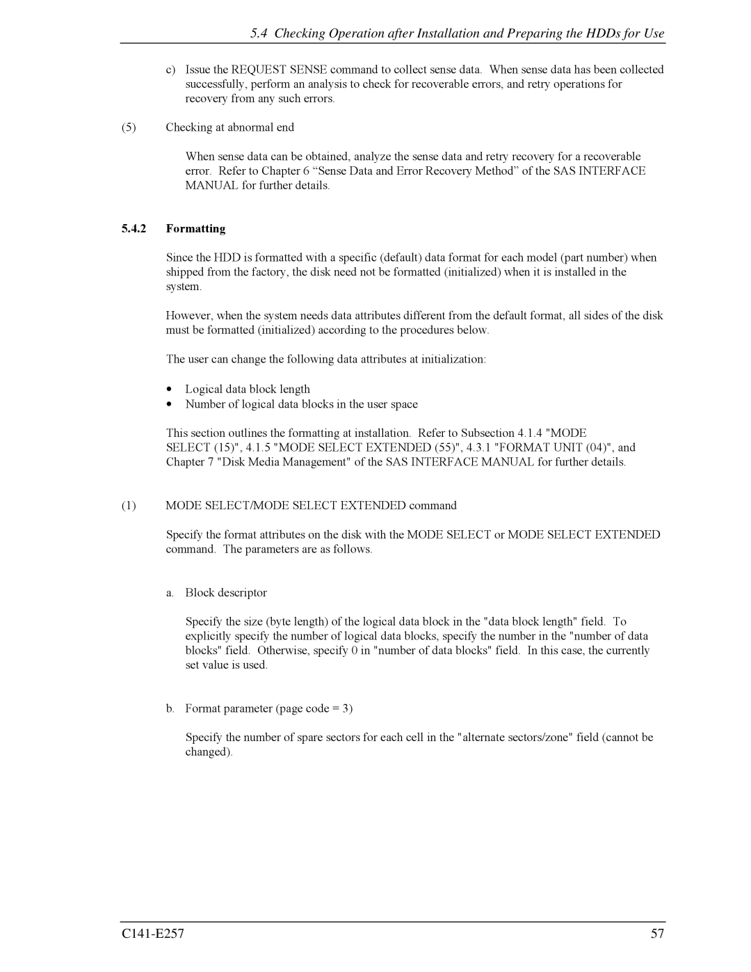 Fujitsu MBB2073RC, MBB2147RC manual Formatting 