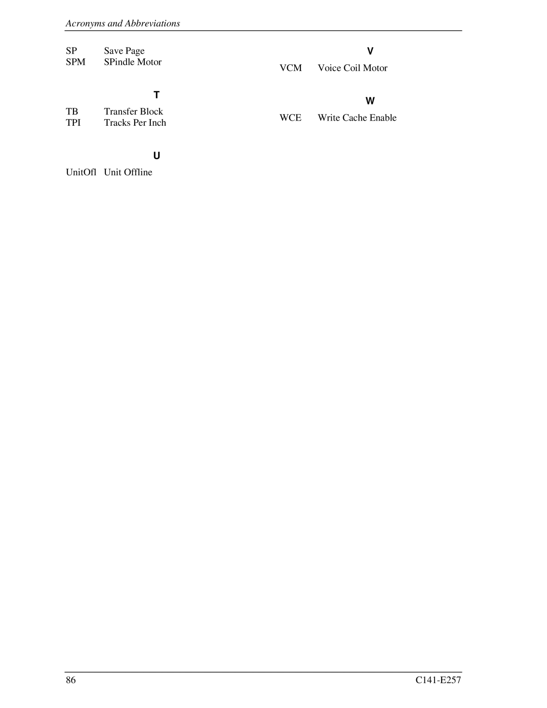 Fujitsu MBB2147RC, MBB2073RC manual Acronyms and Abbreviations 