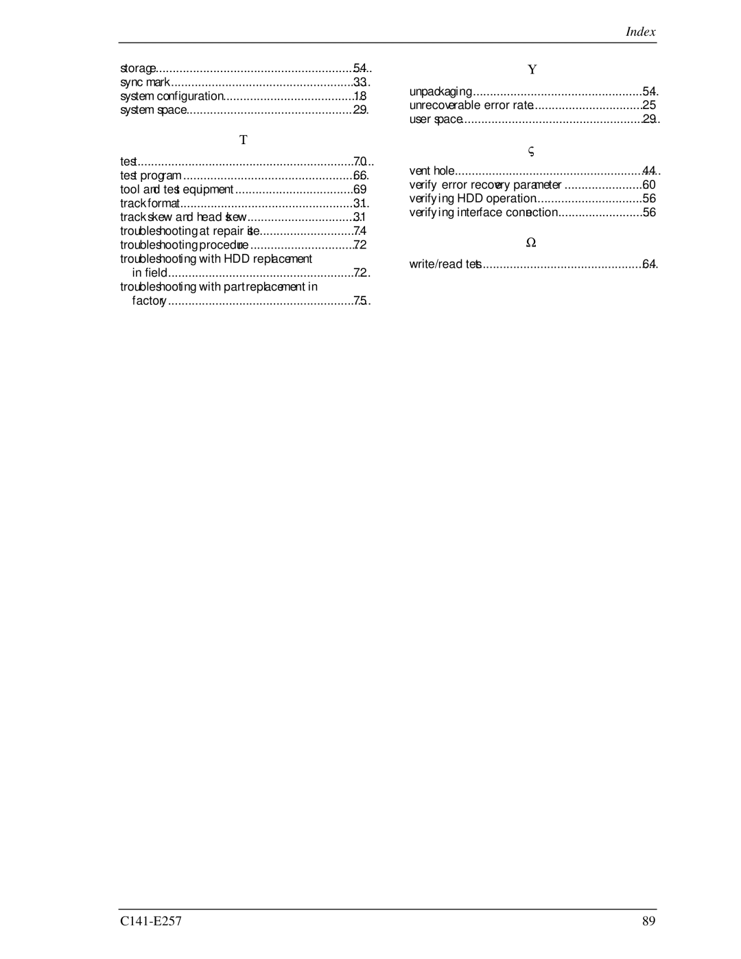 Fujitsu MBB2073RC, MBB2147RC manual Index 