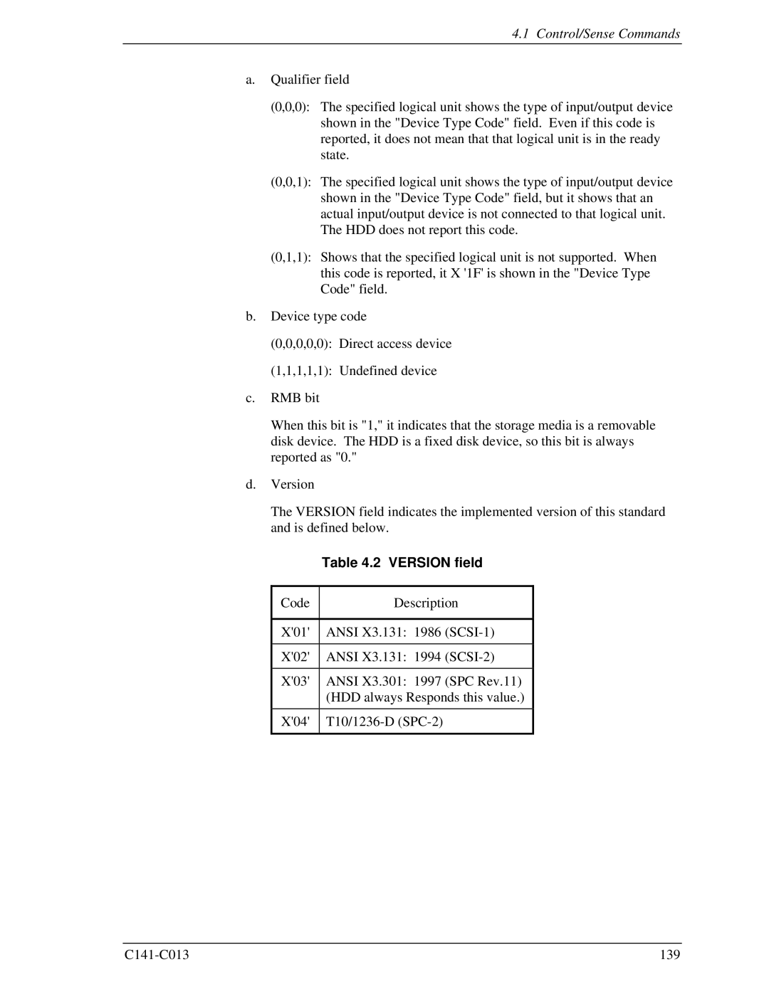 Fujitsu MBA3147RC, MBC2036RC, MBC2073RC, MBA3300RC, MBA3073RC specifications Version field 