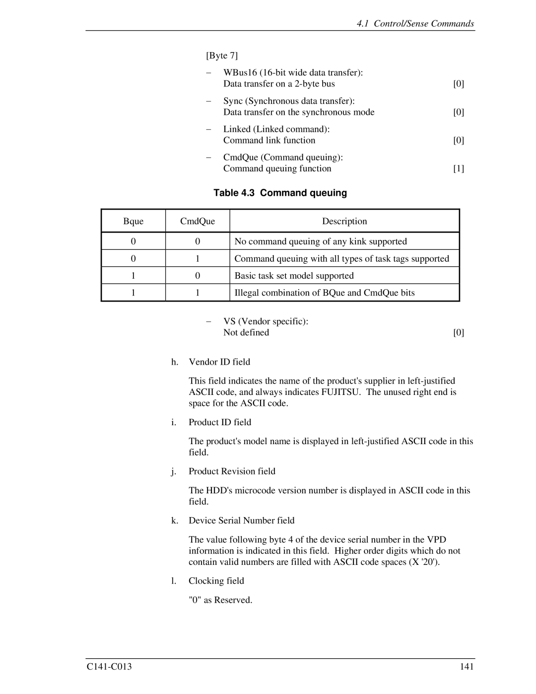 Fujitsu MBC2036RC, MBC2073RC, MBA3300RC, MBA3147RC, MBA3073RC specifications Command queuing 