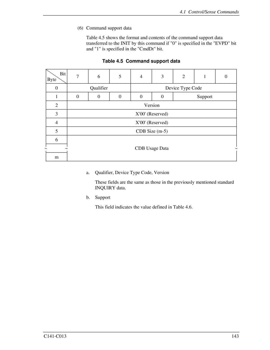 Fujitsu MBA3300RC, MBC2036RC, MBC2073RC, MBA3147RC, MBA3073RC specifications Command support data 