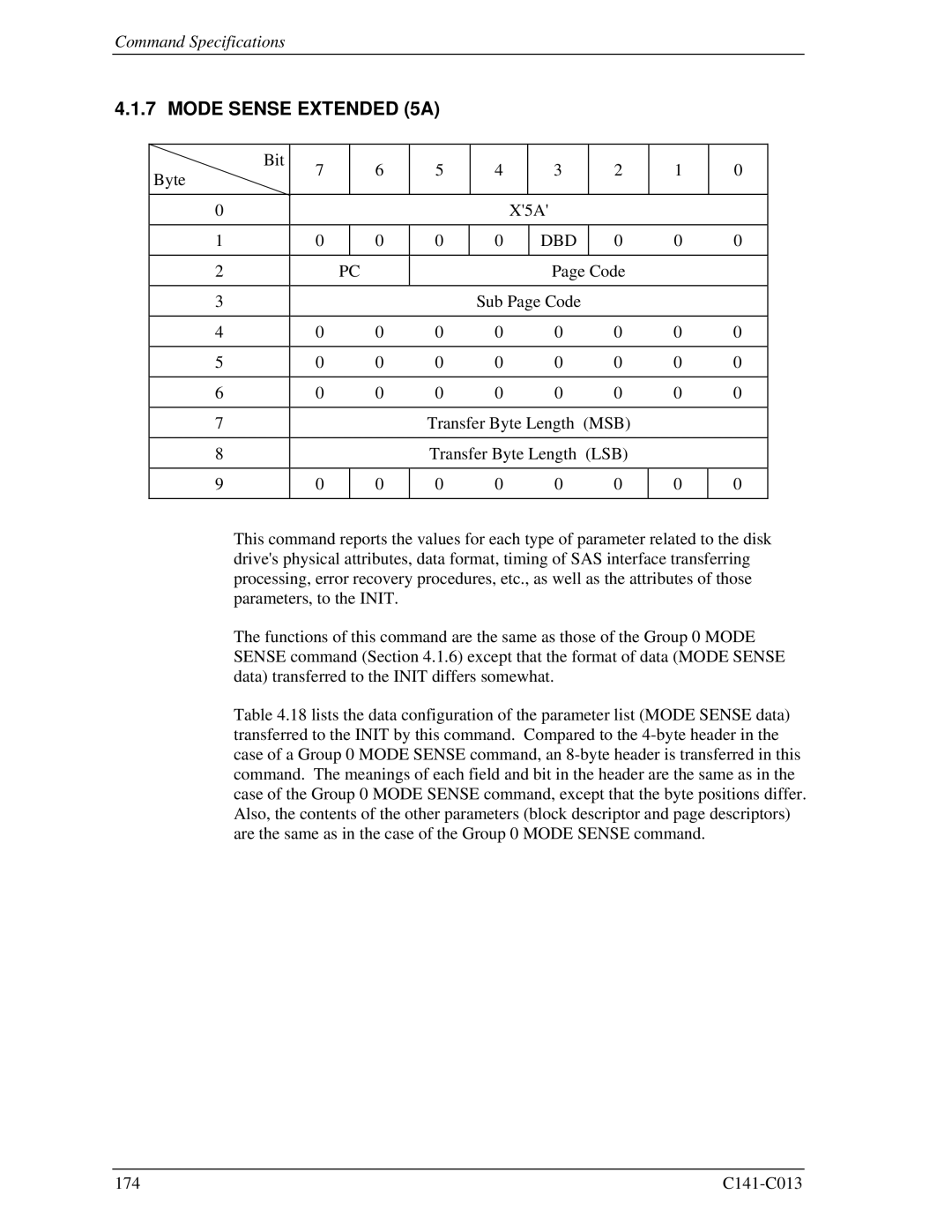 Fujitsu MBA3147RC, MBC2036RC, MBC2073RC, MBA3300RC, MBA3073RC specifications Mode Sense Extended 5A 