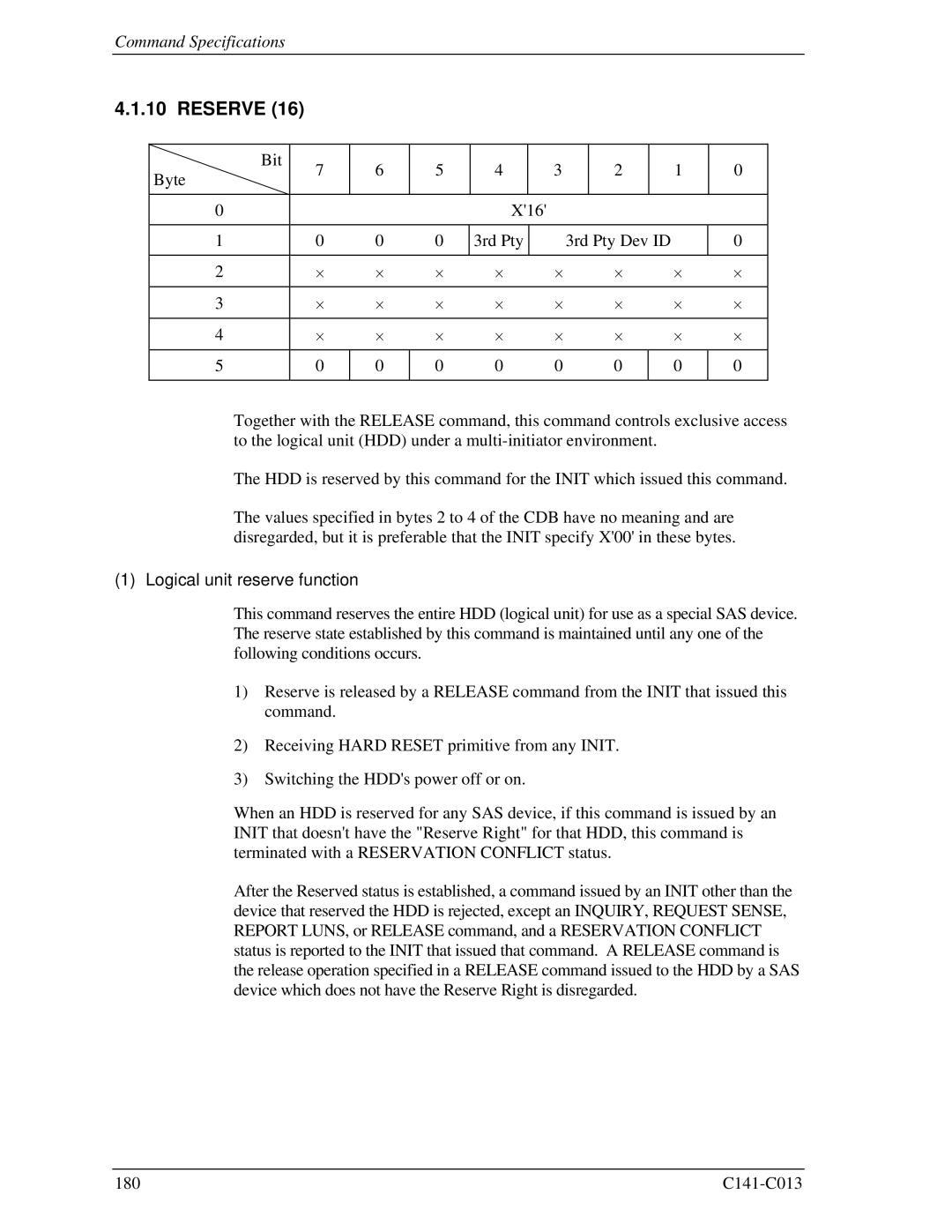 Fujitsu MBA3073RC, MBC2036RC, MBC2073RC, MBA3300RC, MBA3147RC specifications Reserve, Logical unit reserve function 