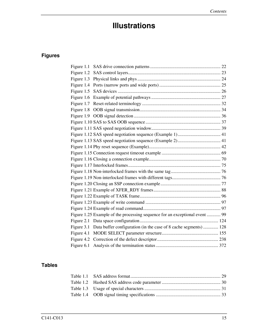 Fujitsu MBA3073RC, MBC2036RC, MBC2073RC, MBA3300RC, MBA3147RC specifications Figures, Tables 