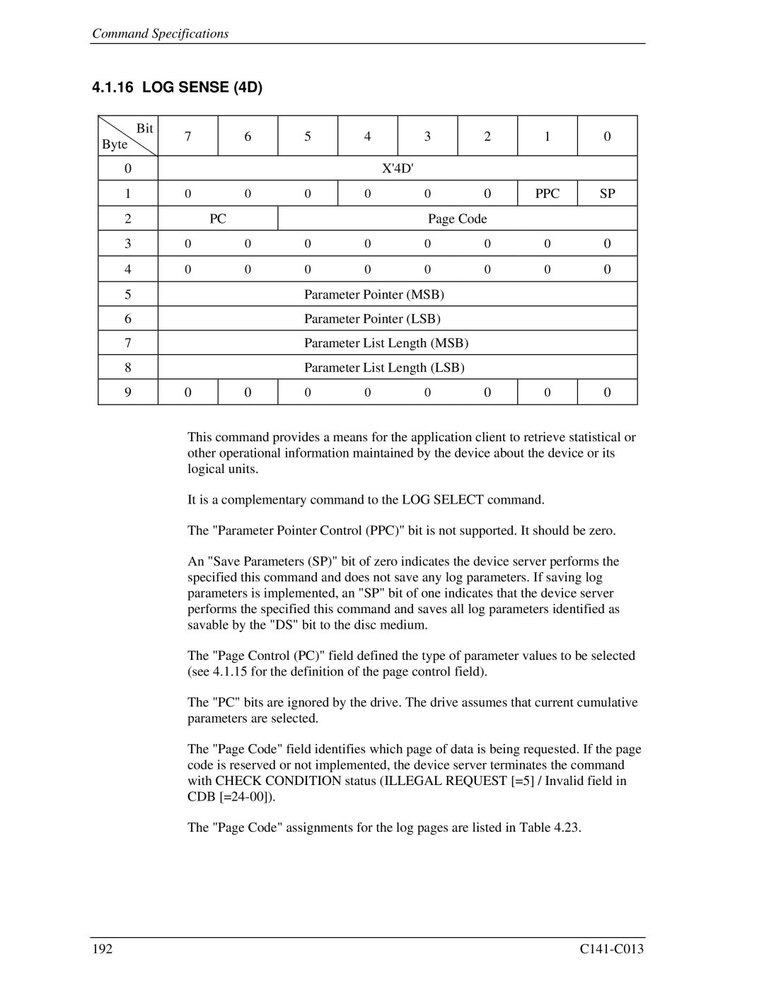 Fujitsu MBC2073RC, MBC2036RC, MBA3300RC, MBA3147RC, MBA3073RC specifications LOG Sense 4D 