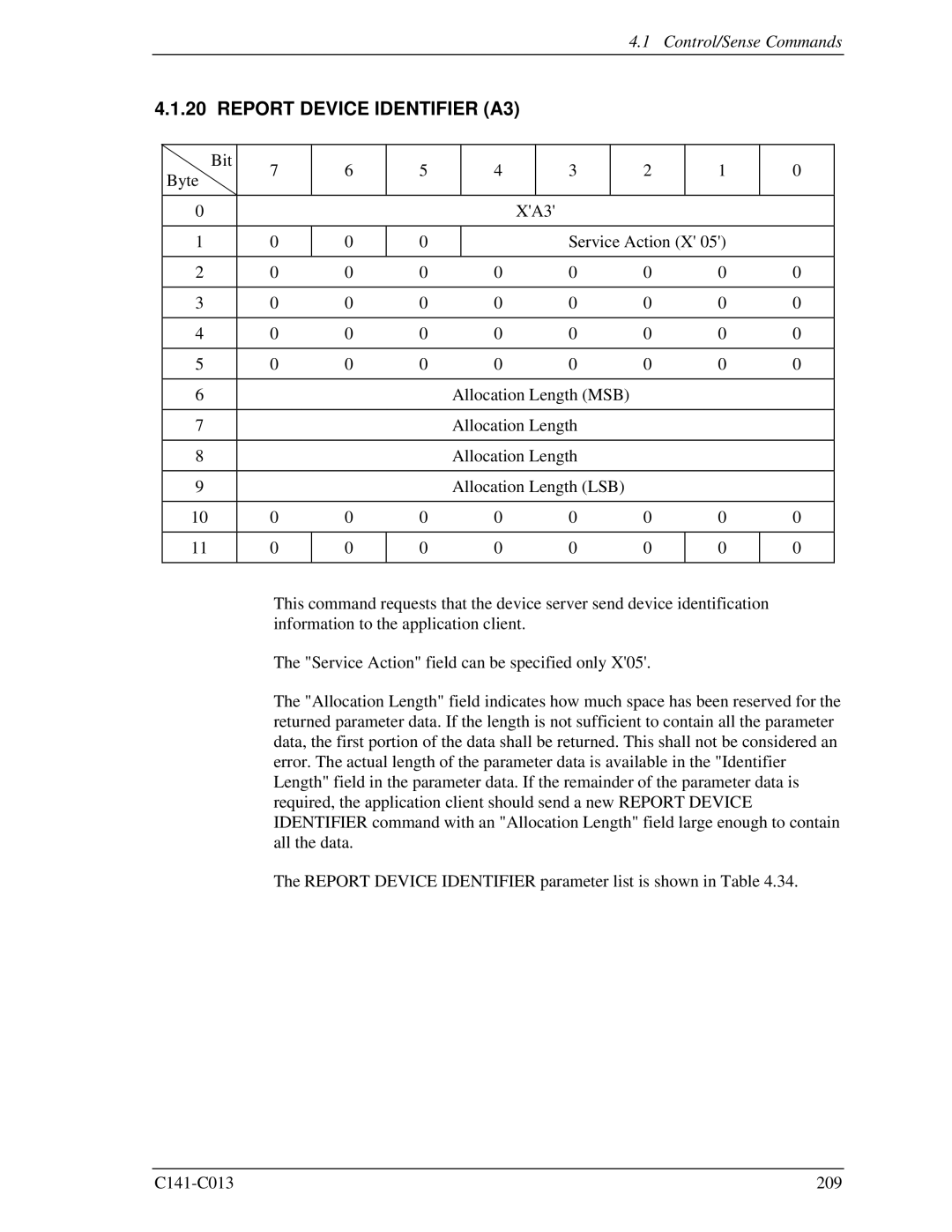 Fujitsu MBA3147RC, MBC2036RC, MBC2073RC, MBA3300RC, MBA3073RC specifications Report Device Identifier A3 