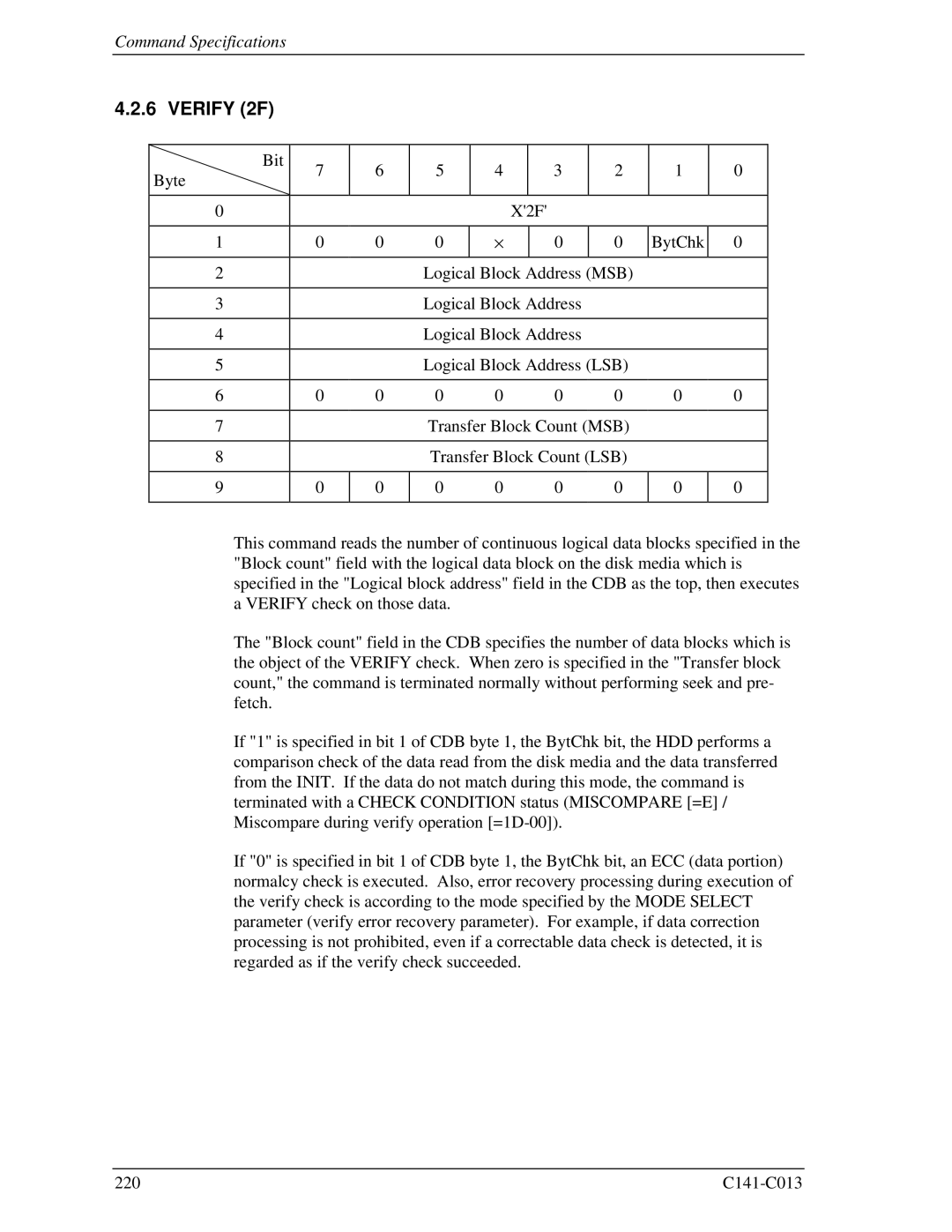 Fujitsu MBA3073RC, MBC2036RC, MBC2073RC, MBA3300RC, MBA3147RC specifications Verify 2F 