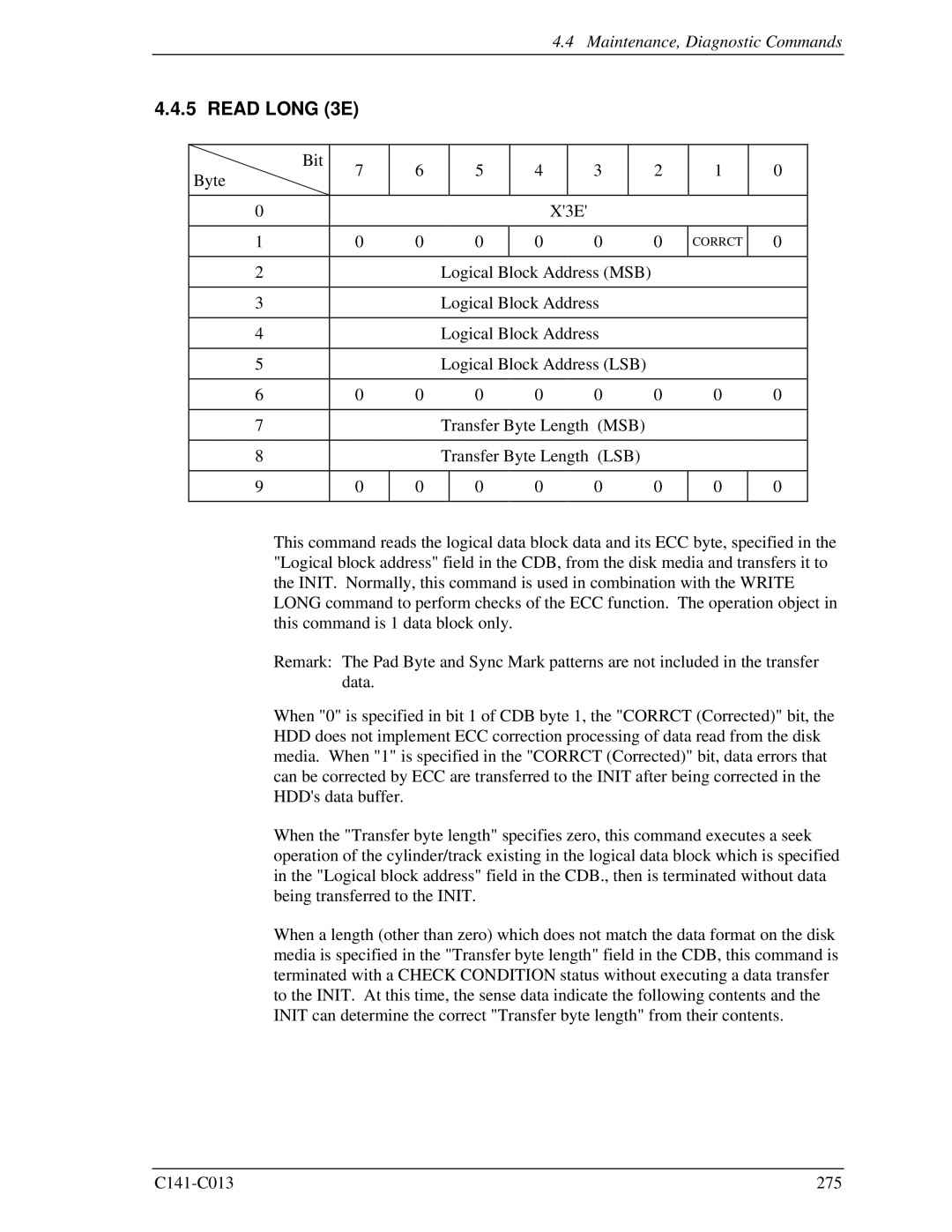 Fujitsu MBA3073RC, MBC2036RC, MBC2073RC, MBA3300RC, MBA3147RC specifications Read Long 3E 