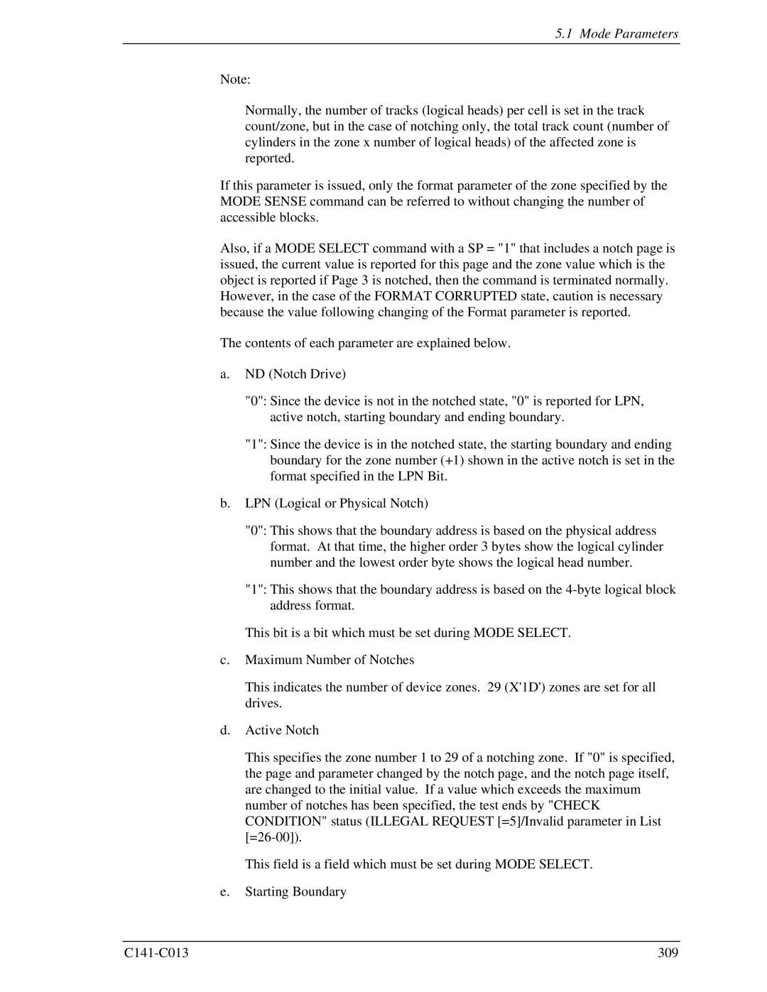 Fujitsu MBA3147RC, MBC2036RC, MBC2073RC, MBA3300RC, MBA3073RC specifications Mode Parameters 