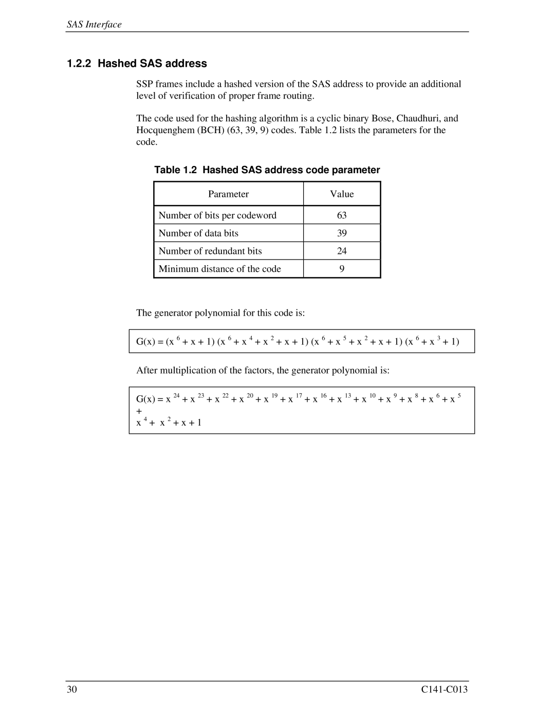 Fujitsu MBA3073RC, MBC2036RC, MBC2073RC, MBA3300RC, MBA3147RC specifications Hashed SAS address code parameter 