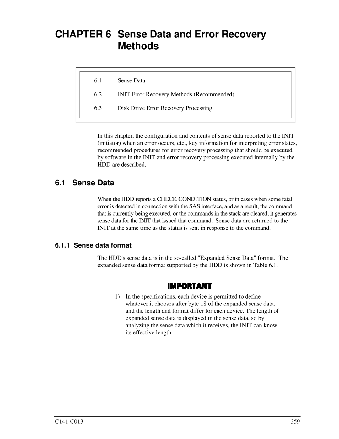 Fujitsu MBA3147RC, MBC2036RC, MBC2073RC, MBA3300RC, MBA3073RC specifications Sense Data, Sense data format 