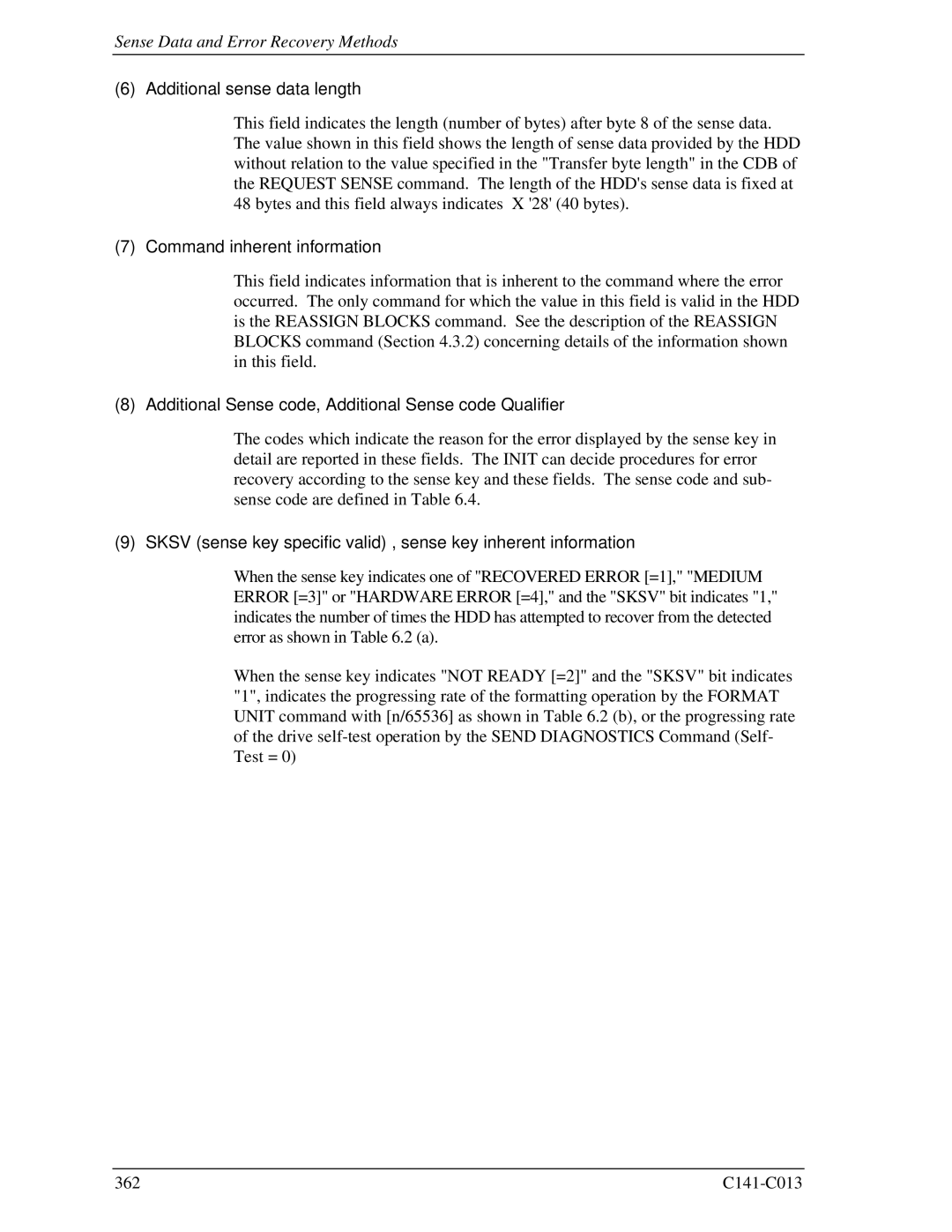 Fujitsu MBC2073RC, MBC2036RC, MBA3300RC, MBA3147RC, MBA3073RC Additional sense data length, Command inherent information 