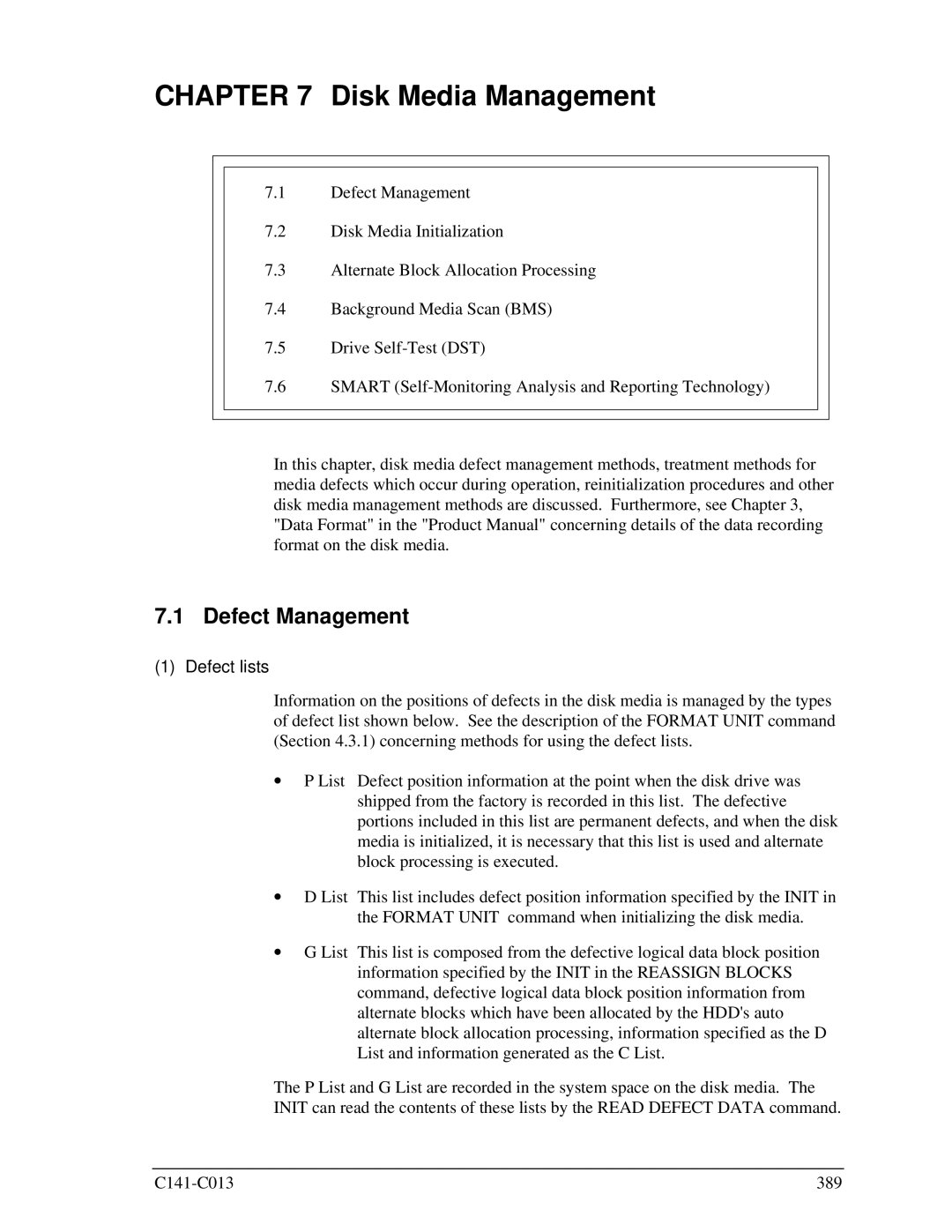 Fujitsu MBA3147RC, MBC2036RC, MBC2073RC, MBA3300RC, MBA3073RC specifications Defect Management, Defect lists 