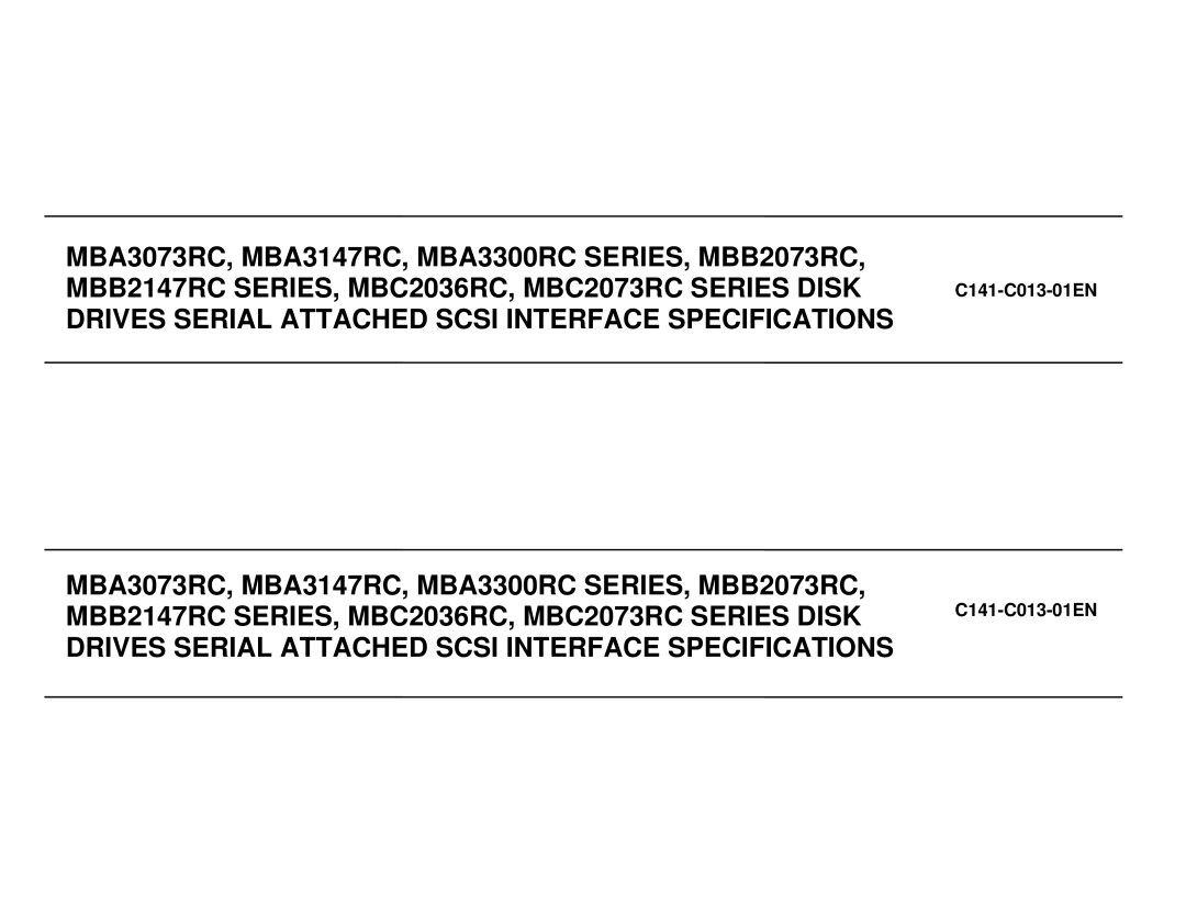 Fujitsu MBC2073RC, MBC2036RC, MBA3300RC, MBA3147RC, MBA3073RC specifications C141-C013-01EN 