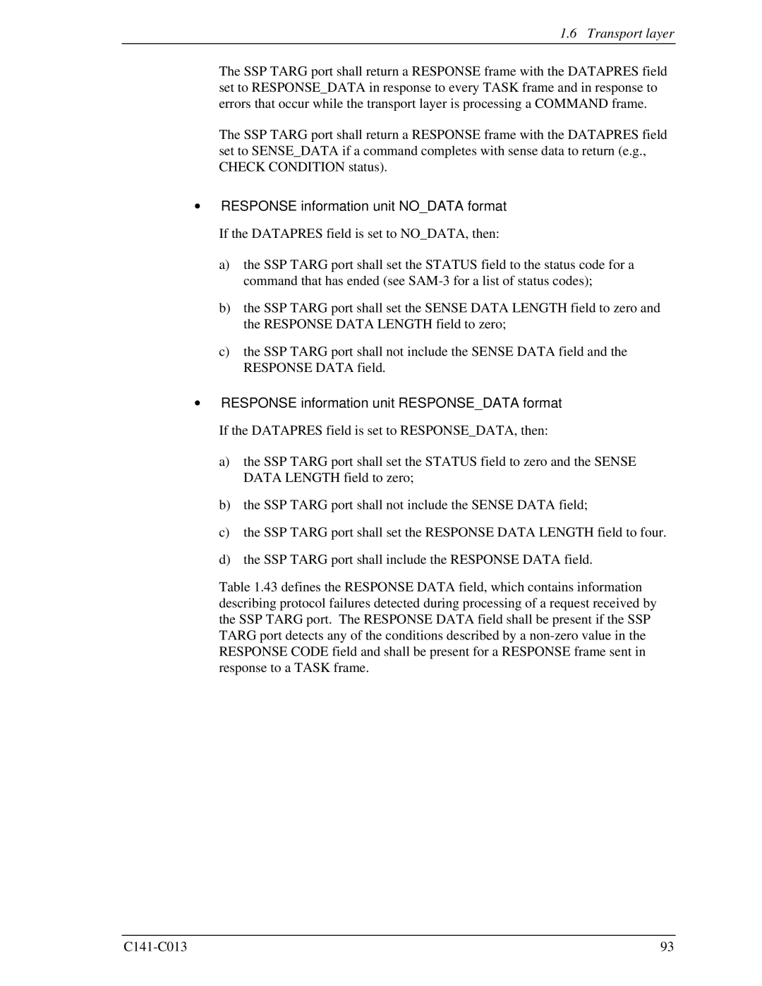 Fujitsu MBA3300RC, MBC2036RC ∙ Response information unit Nodata format, ∙ Response information unit Responsedata format 