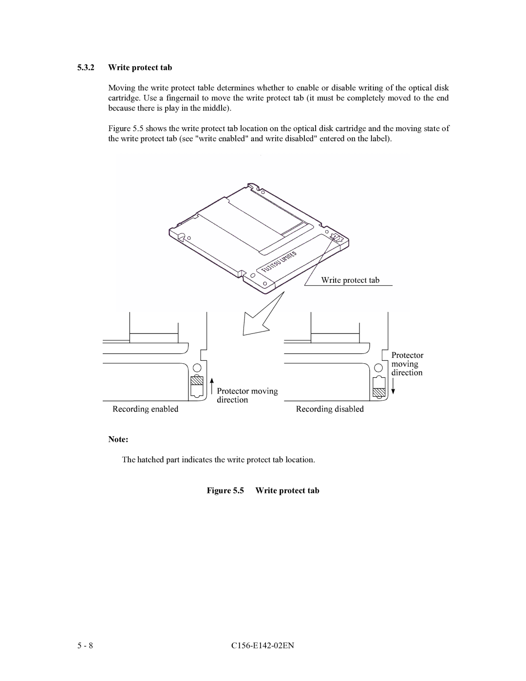 Fujitsu MCF3064AP, MCE3064AP, MCE3130AP manual Write protect tab 