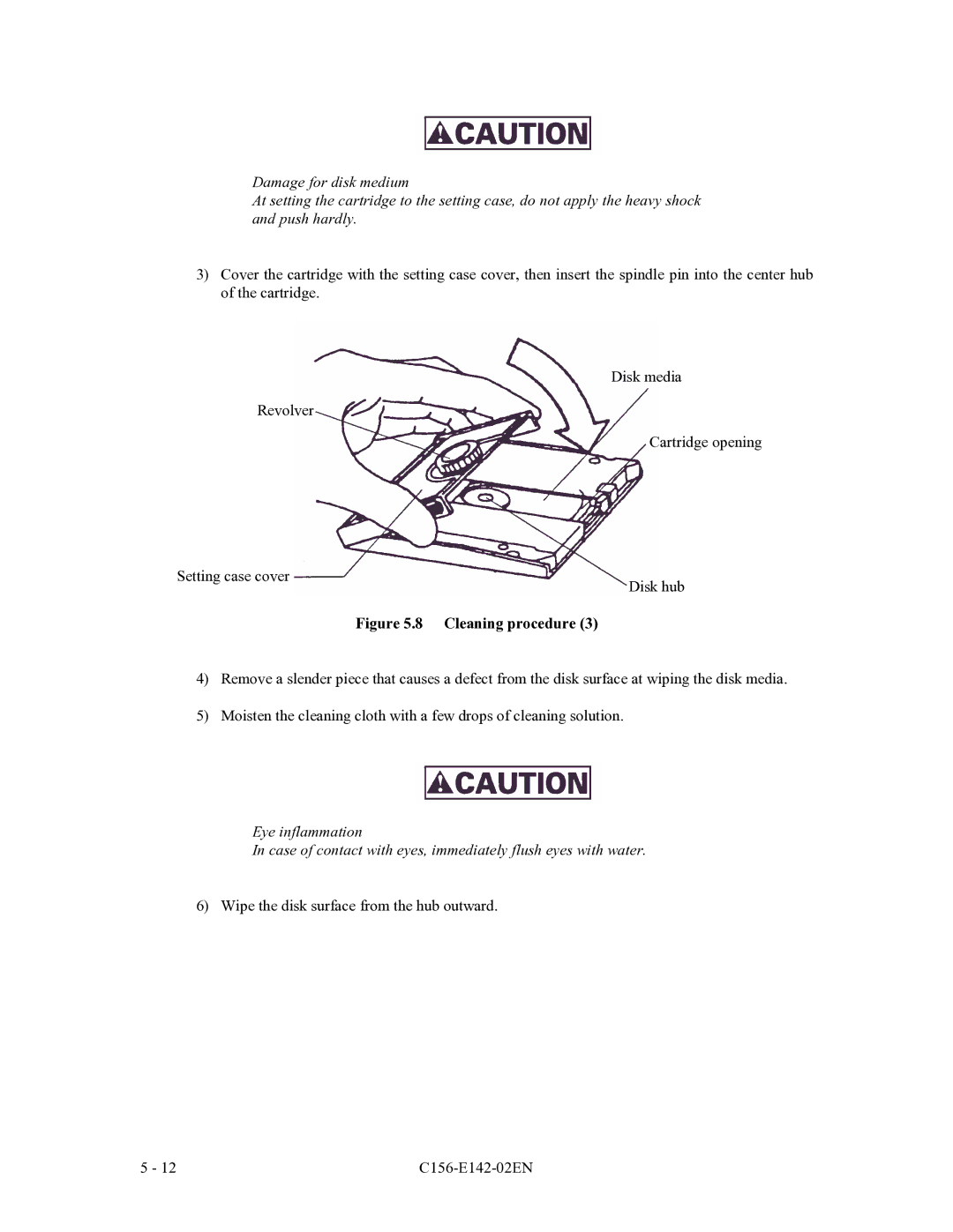 Fujitsu MCE3064AP, MCF3064AP, MCE3130AP manual Wipe the disk surface from the hub outward C156-E142-02EN 