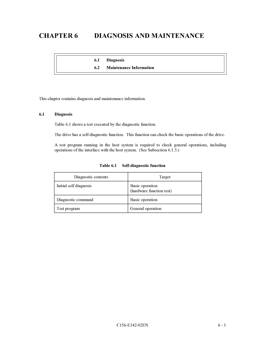 Fujitsu MCF3064AP, MCE3064AP, MCE3130AP manual Diagnosis Maintenance Information, Self-diagnostic function 