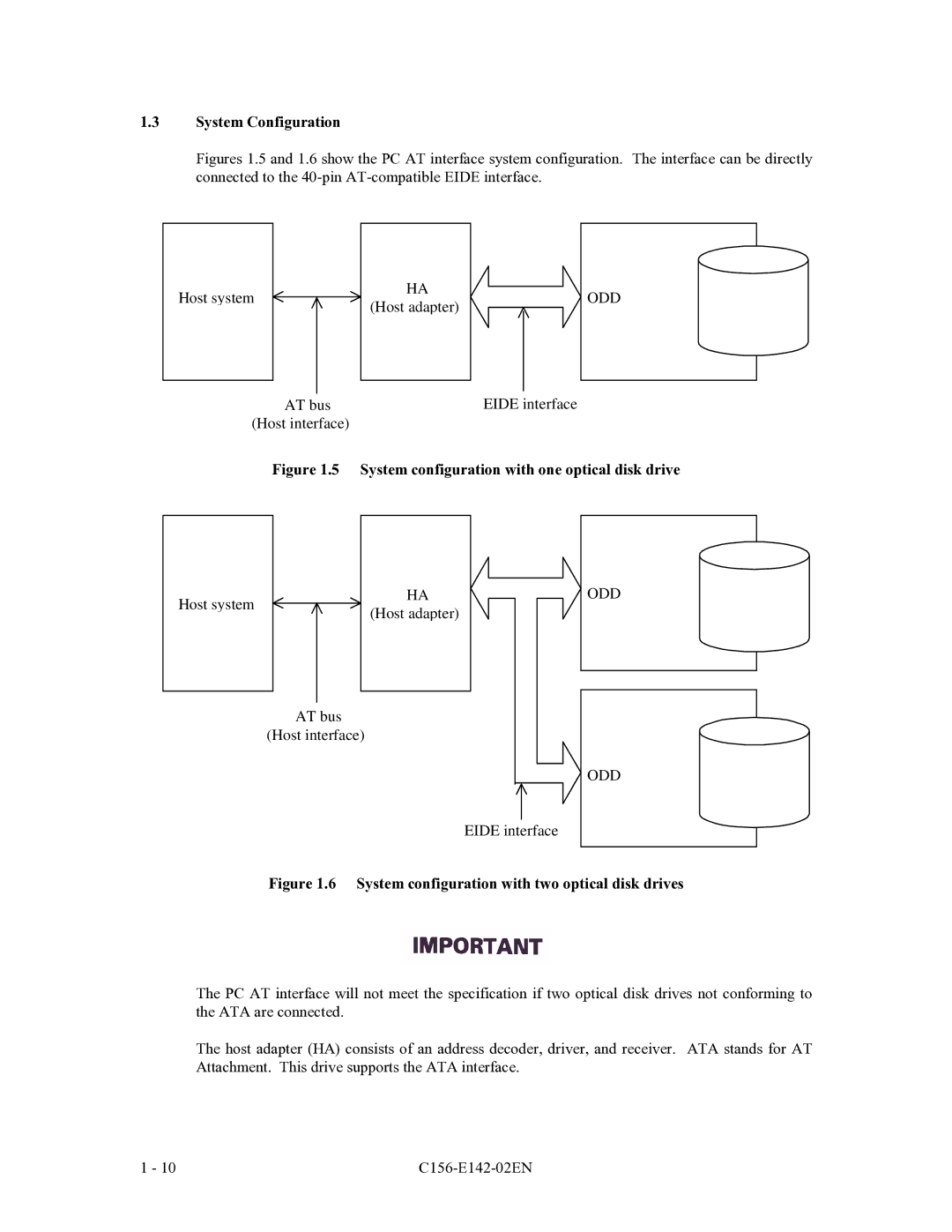 Fujitsu MCE3064AP System configuration with one optical disk drive, System configuration with two optical disk drives 