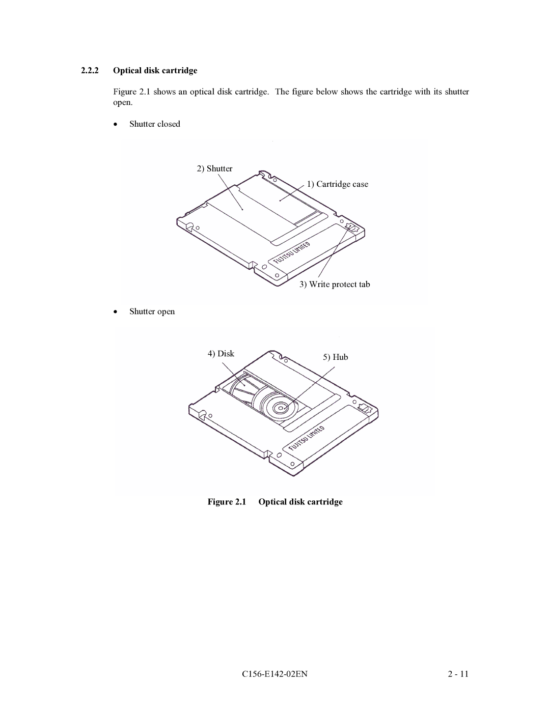 Fujitsu MCF3064AP, MCE3064AP, MCE3130AP manual Optical disk cartridge 