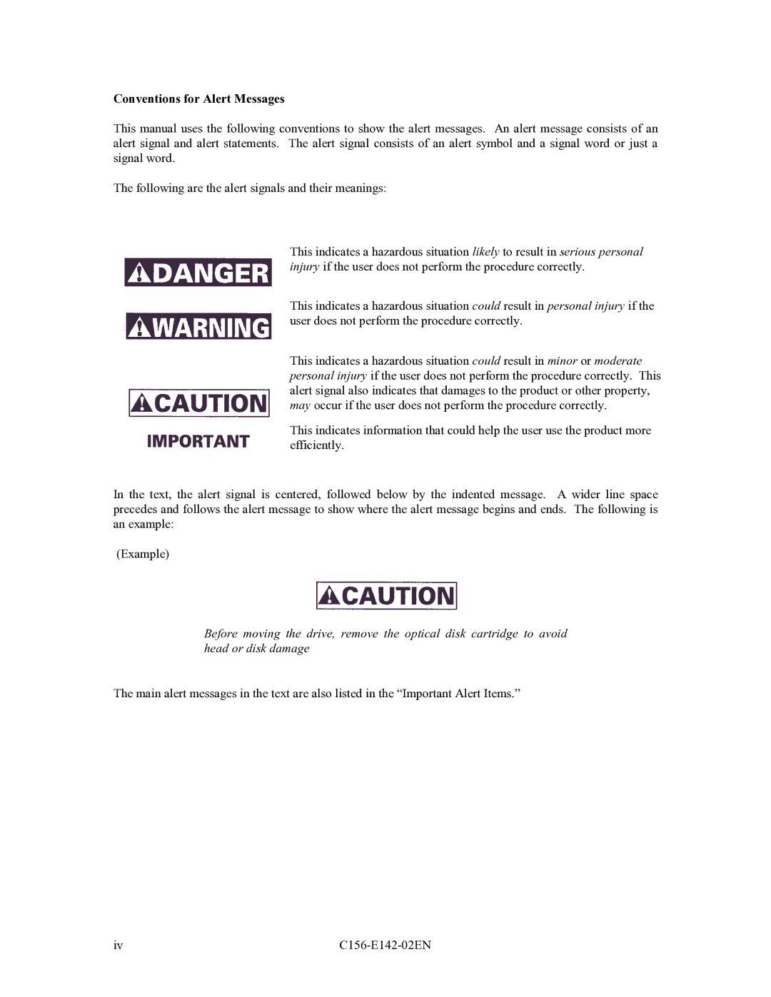 Fujitsu MCE3130AP, MCF3064AP, MCE3064AP manual Conventions for Alert Messages 