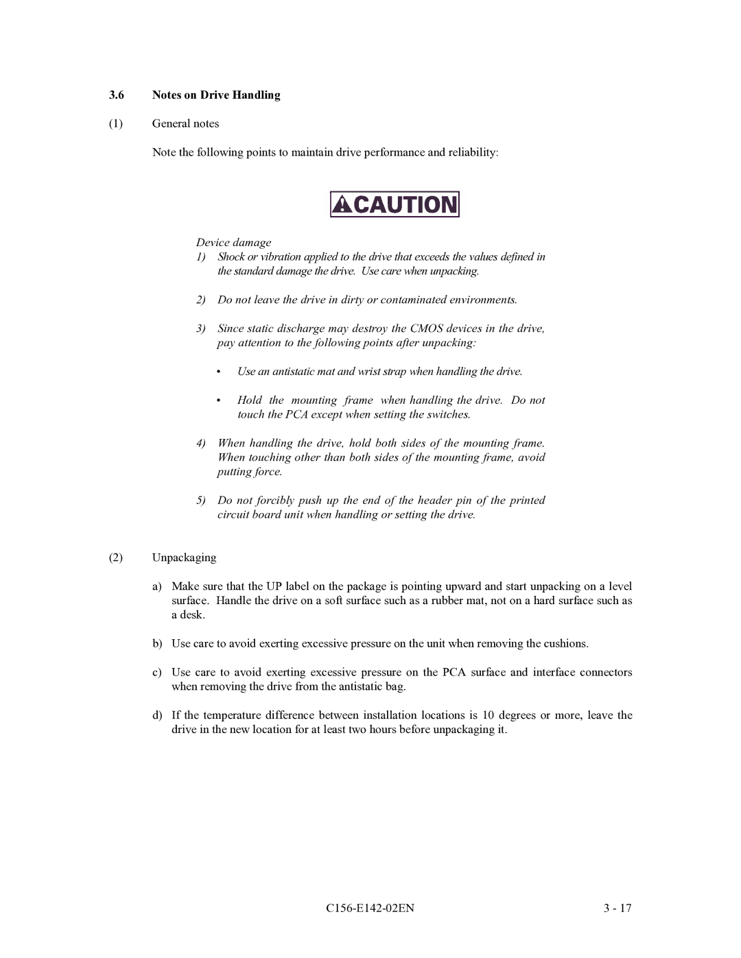 Fujitsu MCF3064AP, MCE3064AP, MCE3130AP manual Device damage 