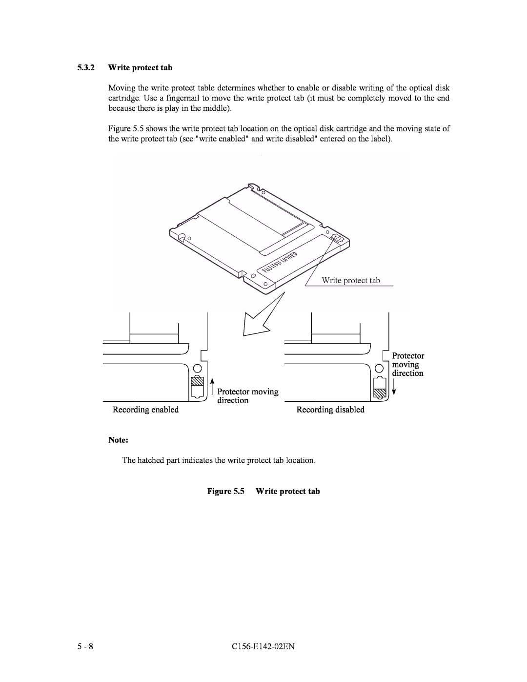 Fujitsu MCF3064AP, MCE3064AP, MCE3130AP manual 5 Write protect tab 