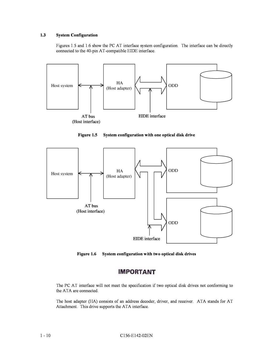 Fujitsu MCE3064AP, MCF3064AP, MCE3130AP manual System Configuration, 5 System configuration with one optical disk drive 