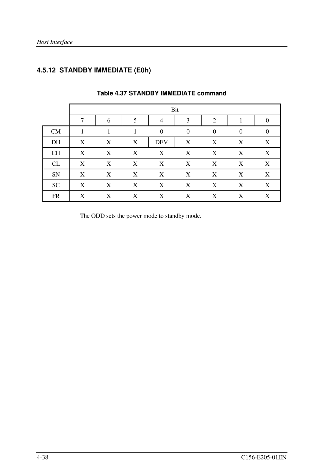 Fujitsu MCJ3230AP manual Standby Immediate E0h 