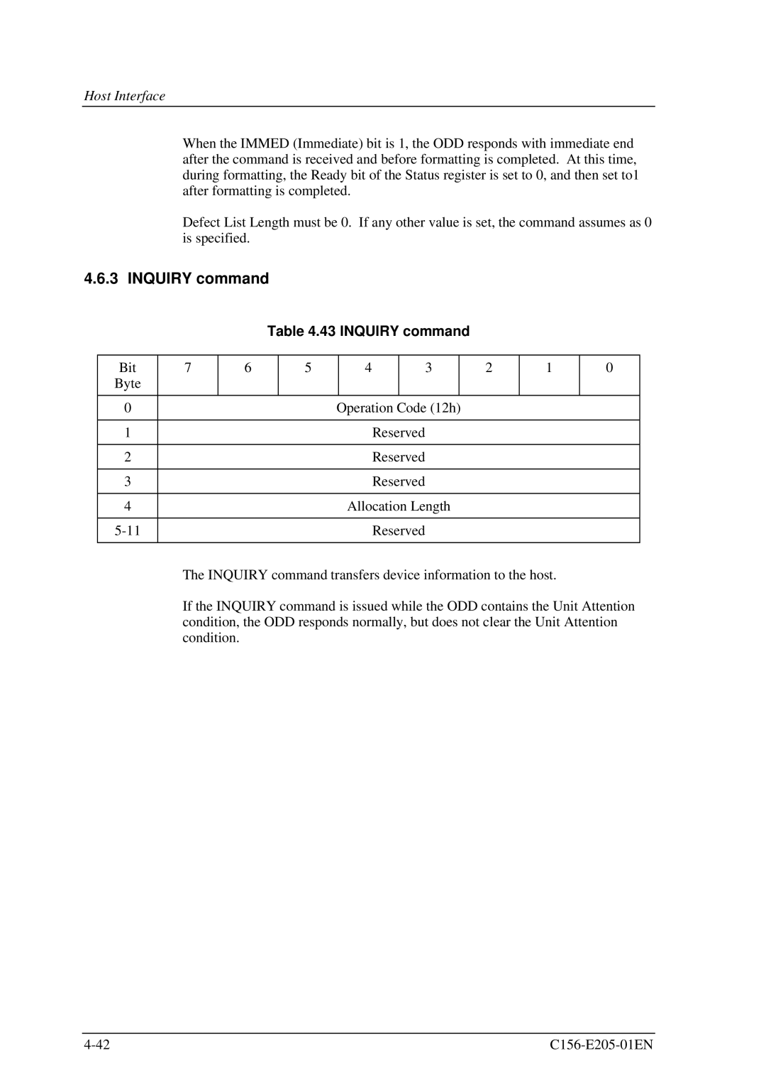 Fujitsu MCJ3230AP manual Inquiry command 