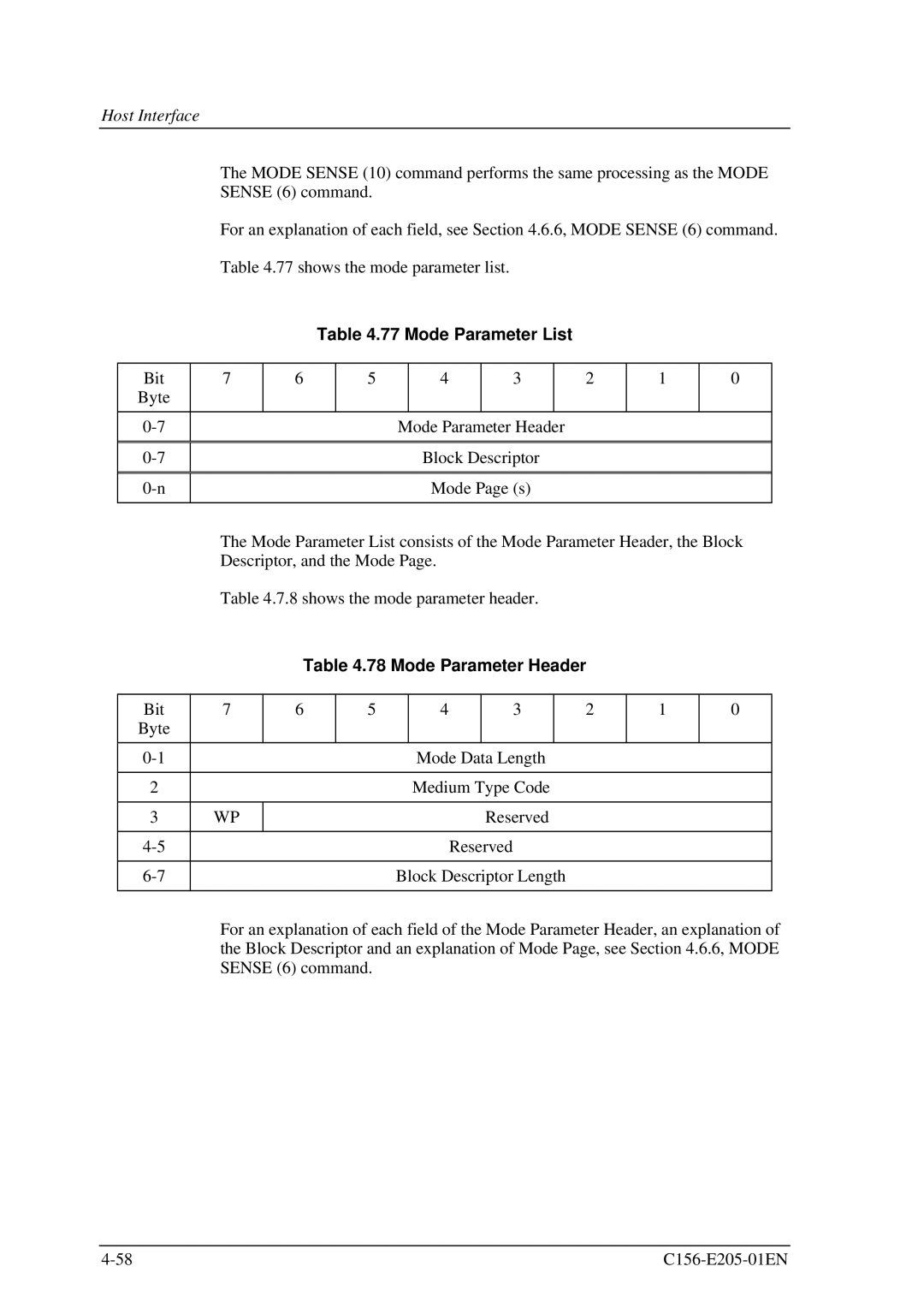 Fujitsu MCJ3230AP manual Mode Parameter List, Mode Parameter Header 