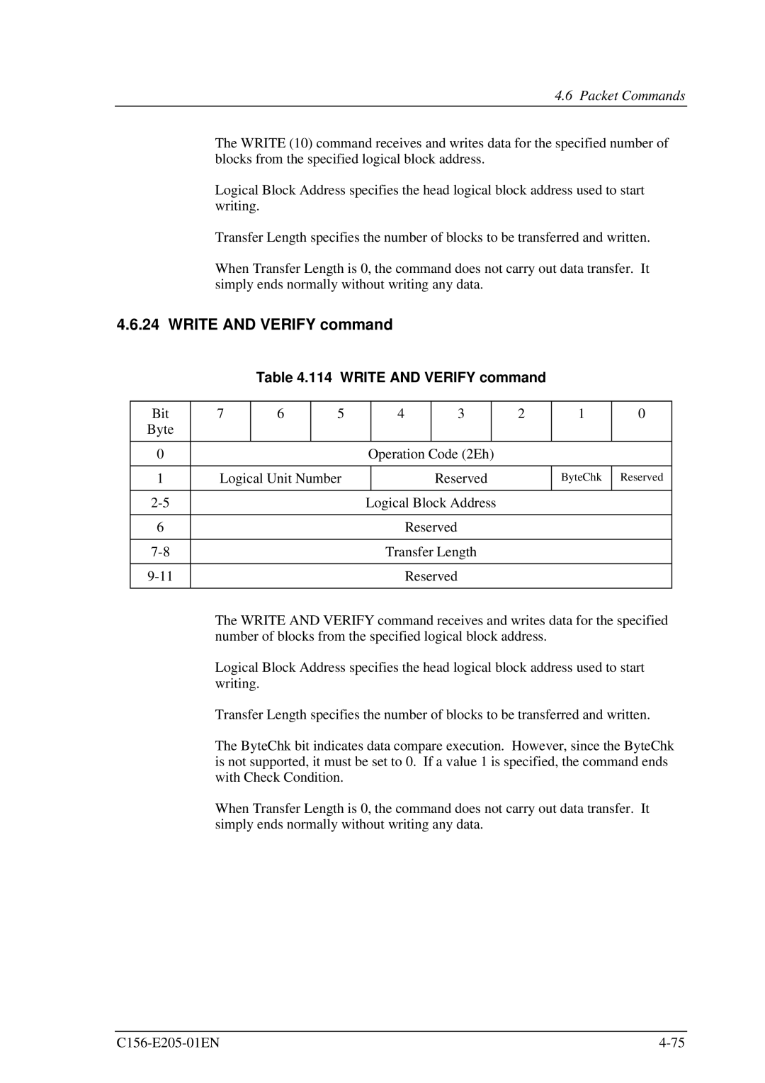 Fujitsu MCJ3230AP manual Write and Verify command 