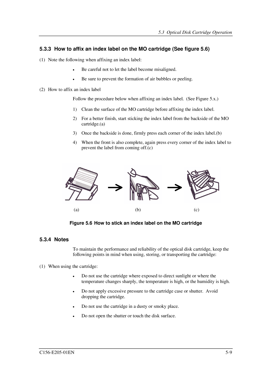 Fujitsu MCJ3230AP manual How to affix an index label on the MO cartridge See figure 