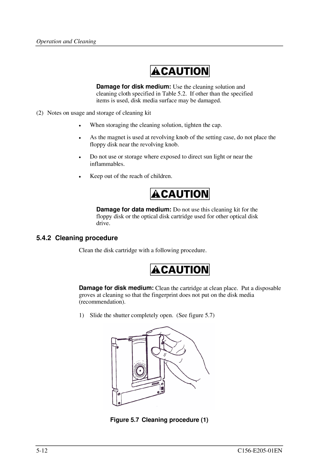 Fujitsu MCJ3230AP manual Cleaning procedure 