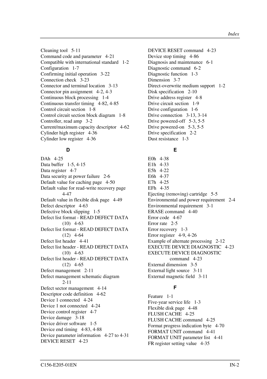 Fujitsu MCJ3230AP manual Index, Execute Device Diagnostic 4-23 Execute Device Diagnostic 