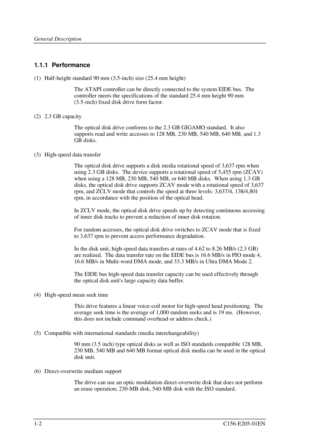 Fujitsu MCJ3230AP manual Performance 