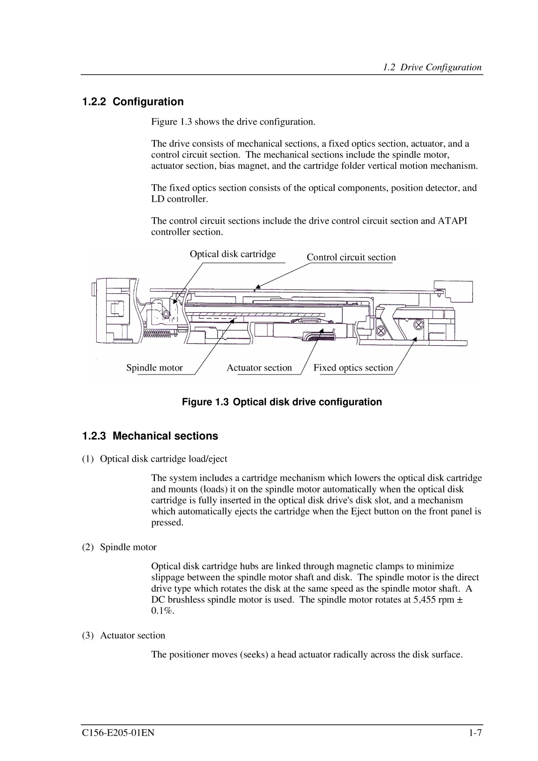 Fujitsu MCJ3230AP manual Configuration, Mechanical sections 