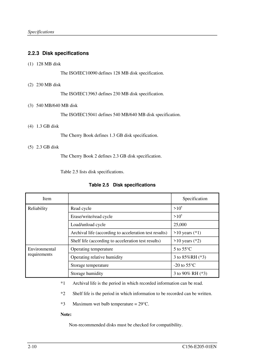 Fujitsu MCJ3230AP manual Disk specifications 