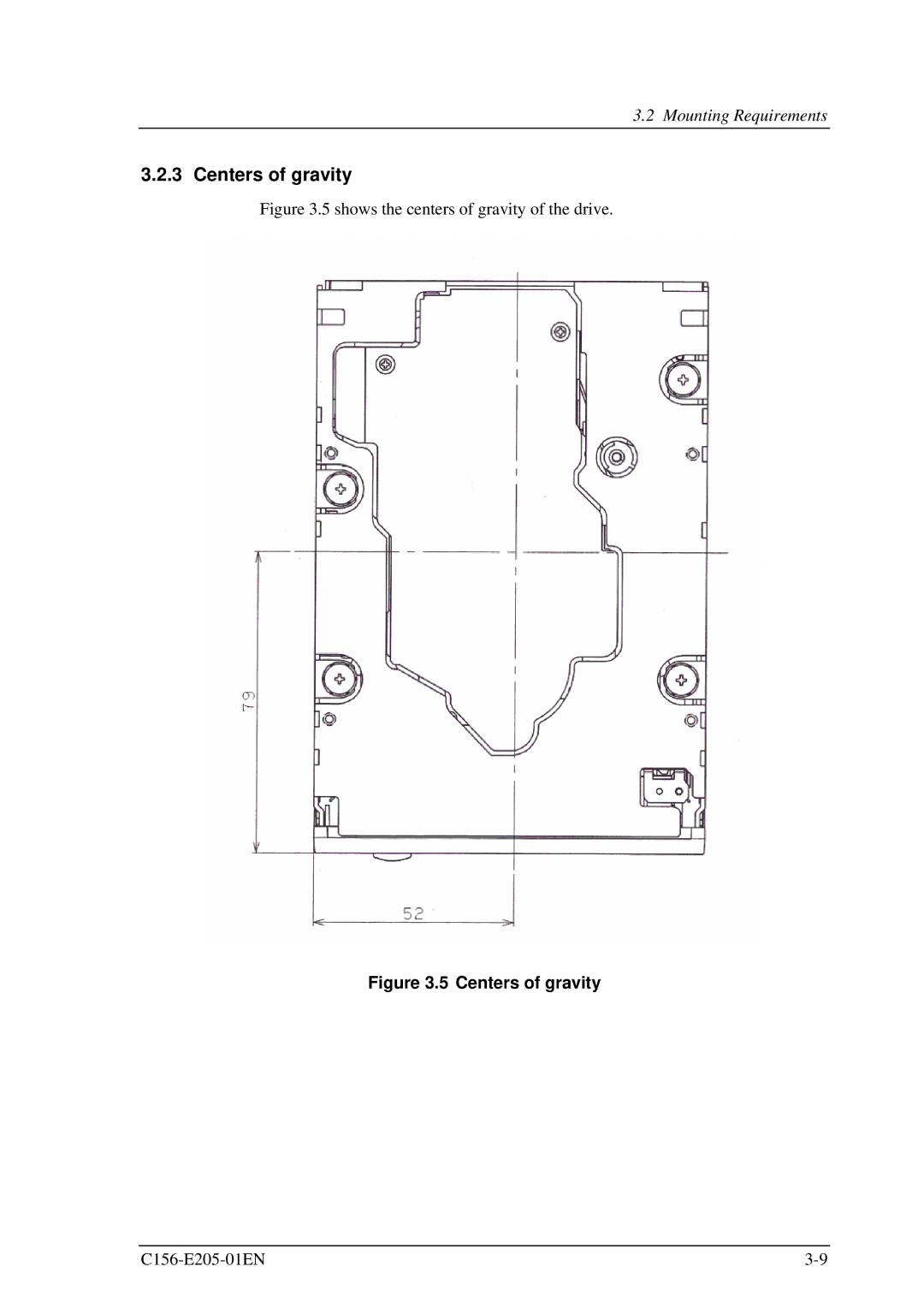 Fujitsu MCJ3230AP manual Centers of gravity 