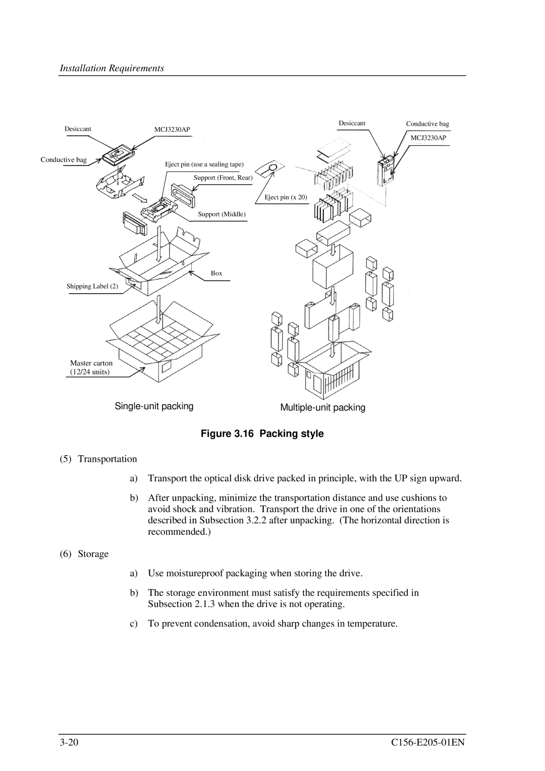 Fujitsu MCJ3230AP manual Packing style 