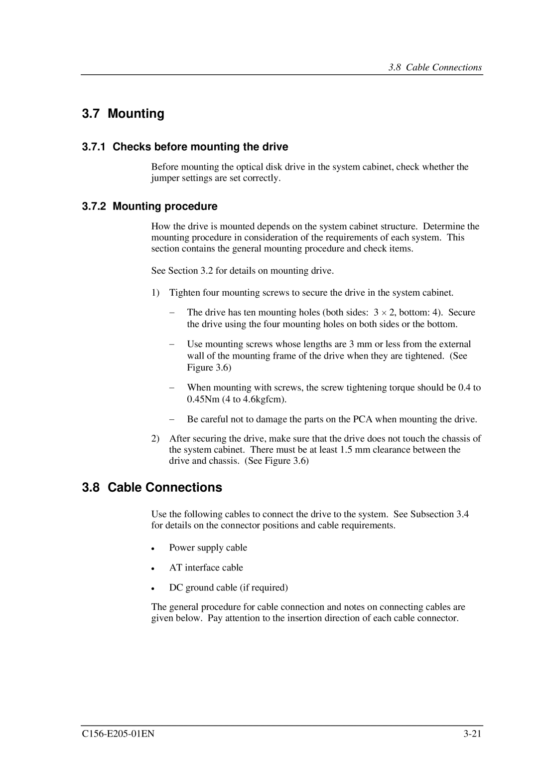 Fujitsu MCJ3230AP manual Checks before mounting the drive, Mounting procedure 