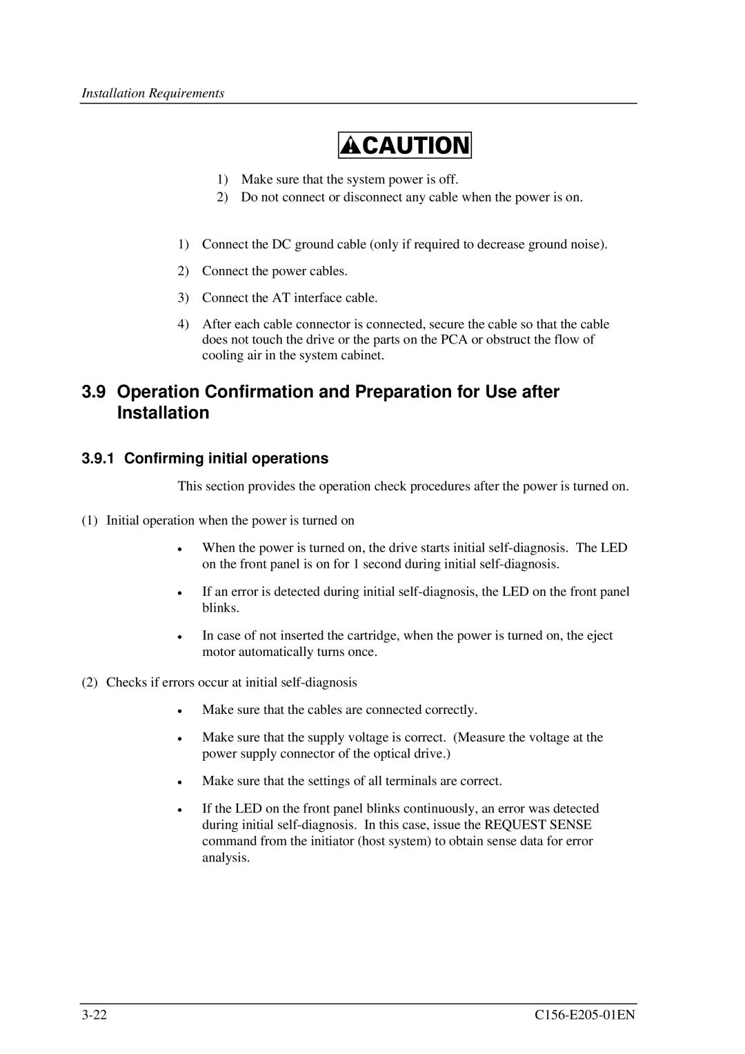 Fujitsu MCJ3230AP manual Confirming initial operations 