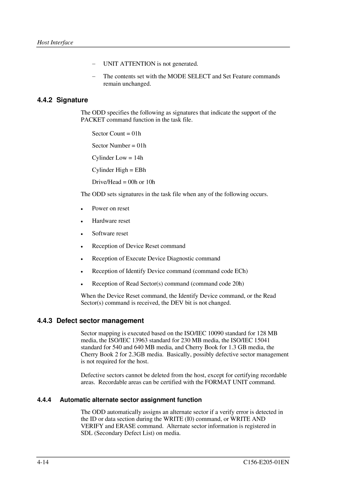 Fujitsu MCJ3230AP manual Signature, Defect sector management, Automatic alternate sector assignment function 