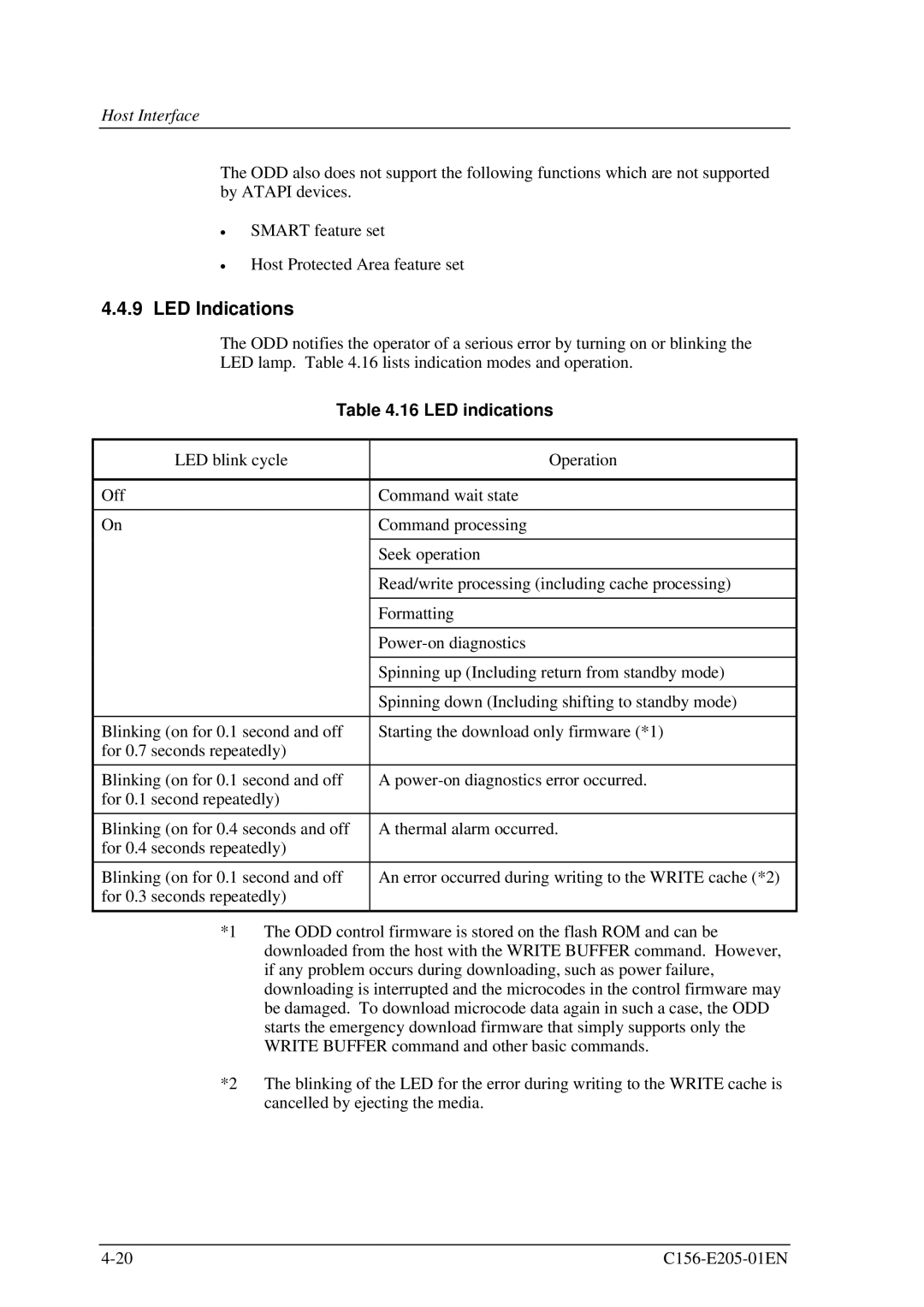 Fujitsu MCJ3230AP manual LED Indications, LED indications 