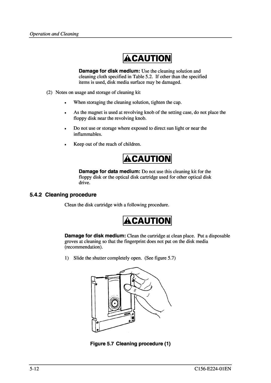 Fujitsu MCJ3230SS manual 7 Cleaning procedure 