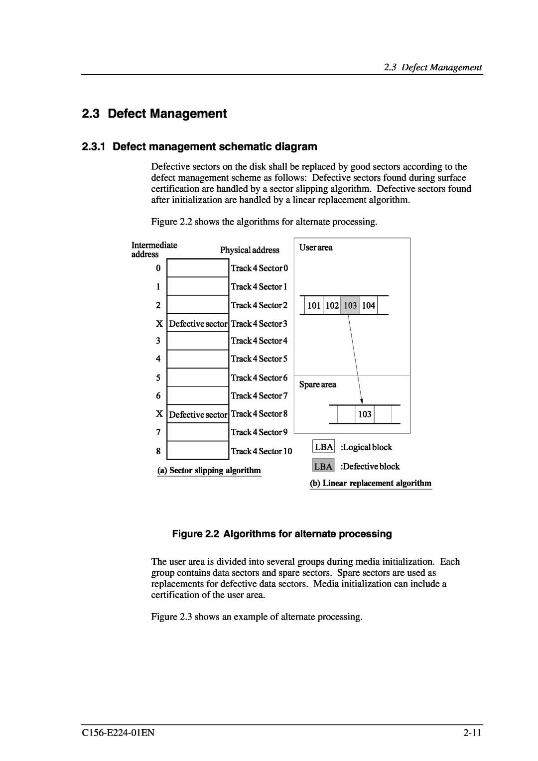 Fujitsu MCJ3230SS manual Defect Management, Defect management schematic diagram, 2 Algorithms for alternate processing 