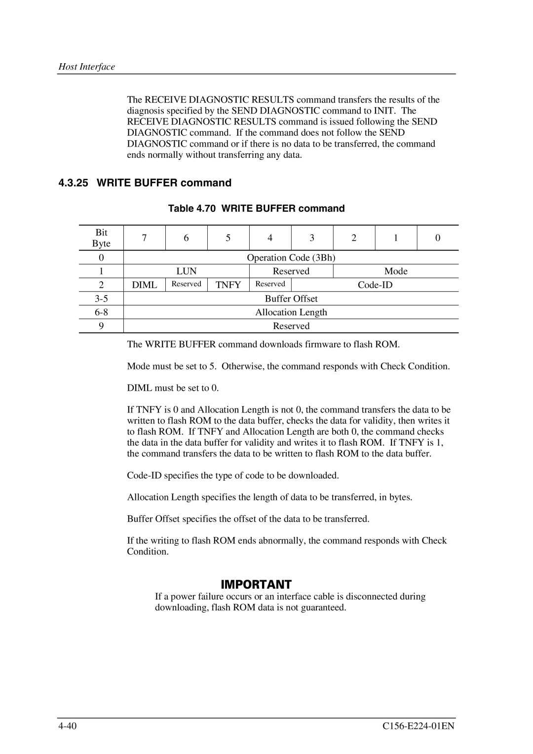 Fujitsu MCJ3230SS manual Write Buffer command, Diml 