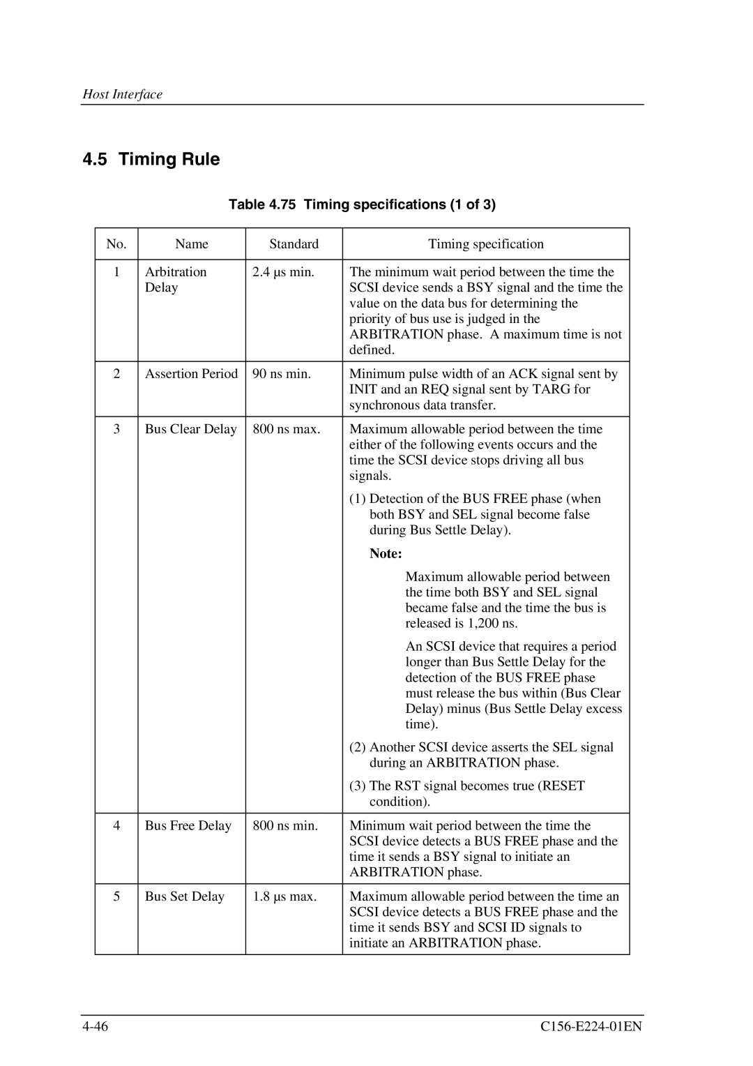 Fujitsu MCJ3230SS manual Timing Rule, Timing specifications 1 